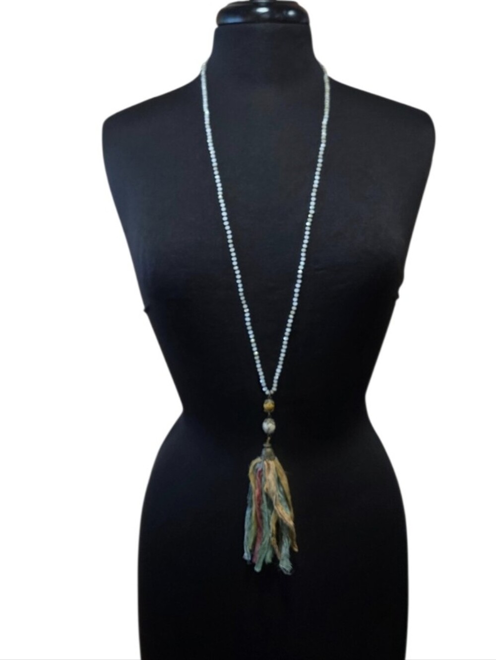 Boho Tassel Beaded Long Necklace in Multicolor Handmade Bohemian